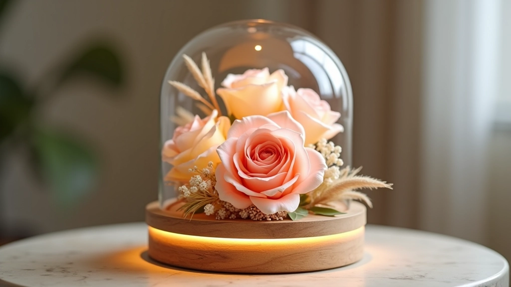 Multicolor rose dome with mixed preserved flowers