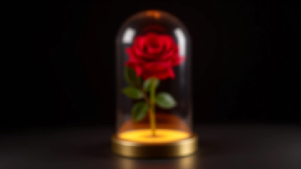 Preserved rose dome under different lighting conditions — daylight, artificial light, and LED base illumination — showing color consistency and light interaction