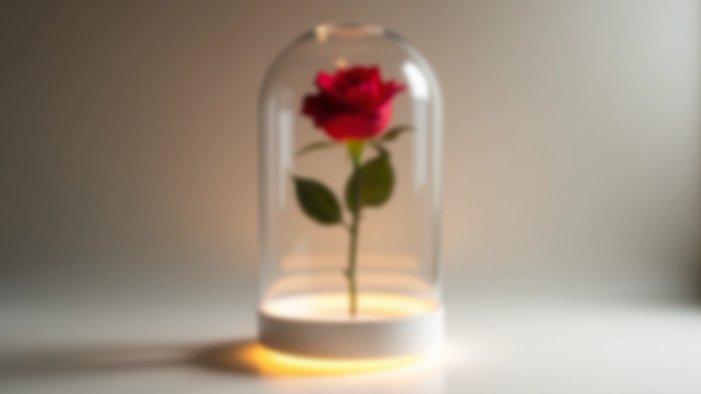 Classic rose dome with single red preserved rose